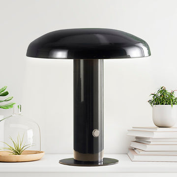Suillius 11" Contemporary Bohemian Rechargeable/Cordless Iron Integrated LED Mushroom Table Lamp - JONATHAN Y